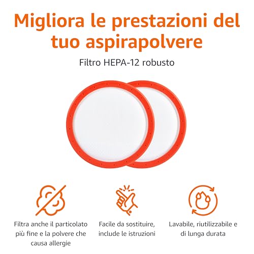 Amazon Basics Filtri Ricambio B0D6V6S9KX aspirapolvere 2 pezzi lavabili