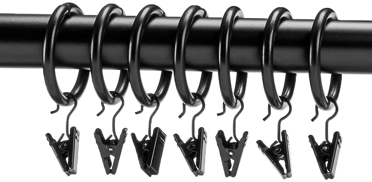 AmazonBasics Anelli Tenda con Clip 25 mm Nero 7 Pezzi