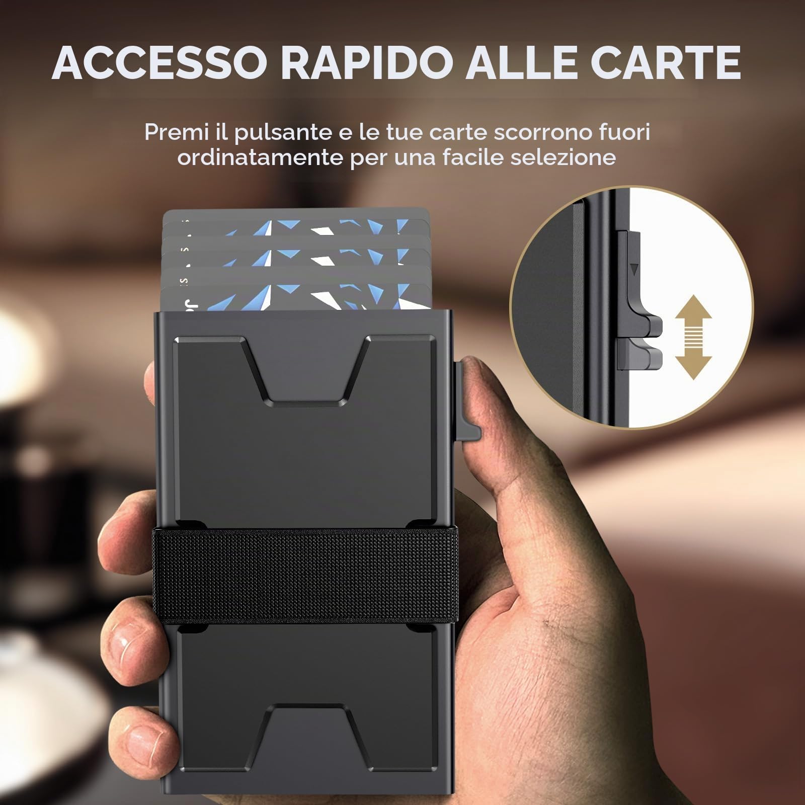 RealPlus portacarte uomo nero 6 carte RFID