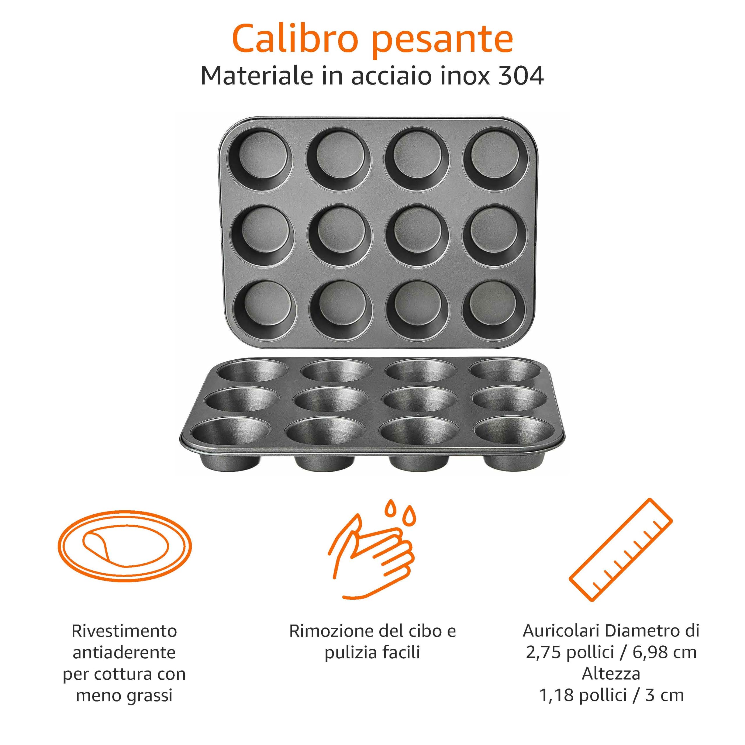 AmazonBasics teglia muffin antiaderente 12 stampi confezione 2