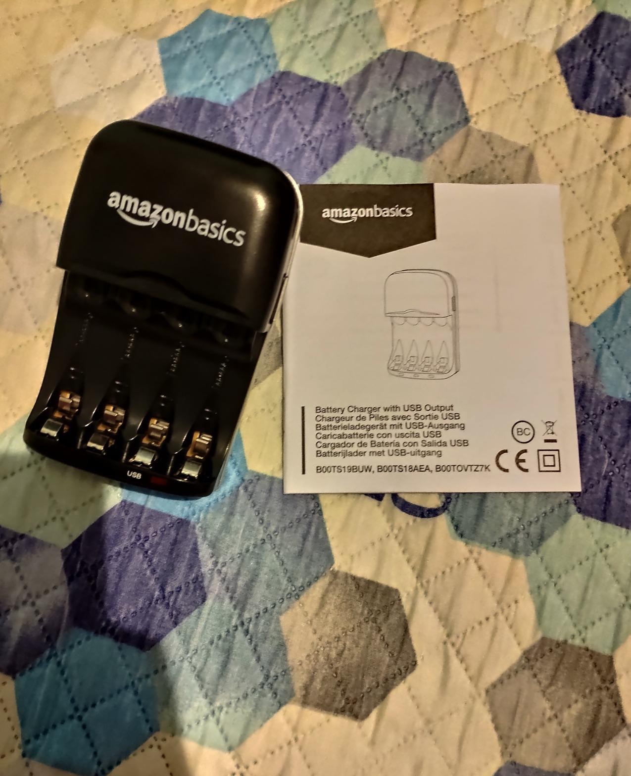 AmazonBasics Caricabatterie USB Ni-MH AA AAA nero