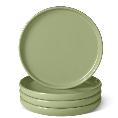 AmazonBasics Piatti Insalata 21 cm Verde Oliva Set 4 Pezzi Gres