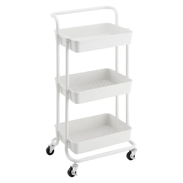 Amazon Basics Carrello 3 Ripiani Bianco con Ruote