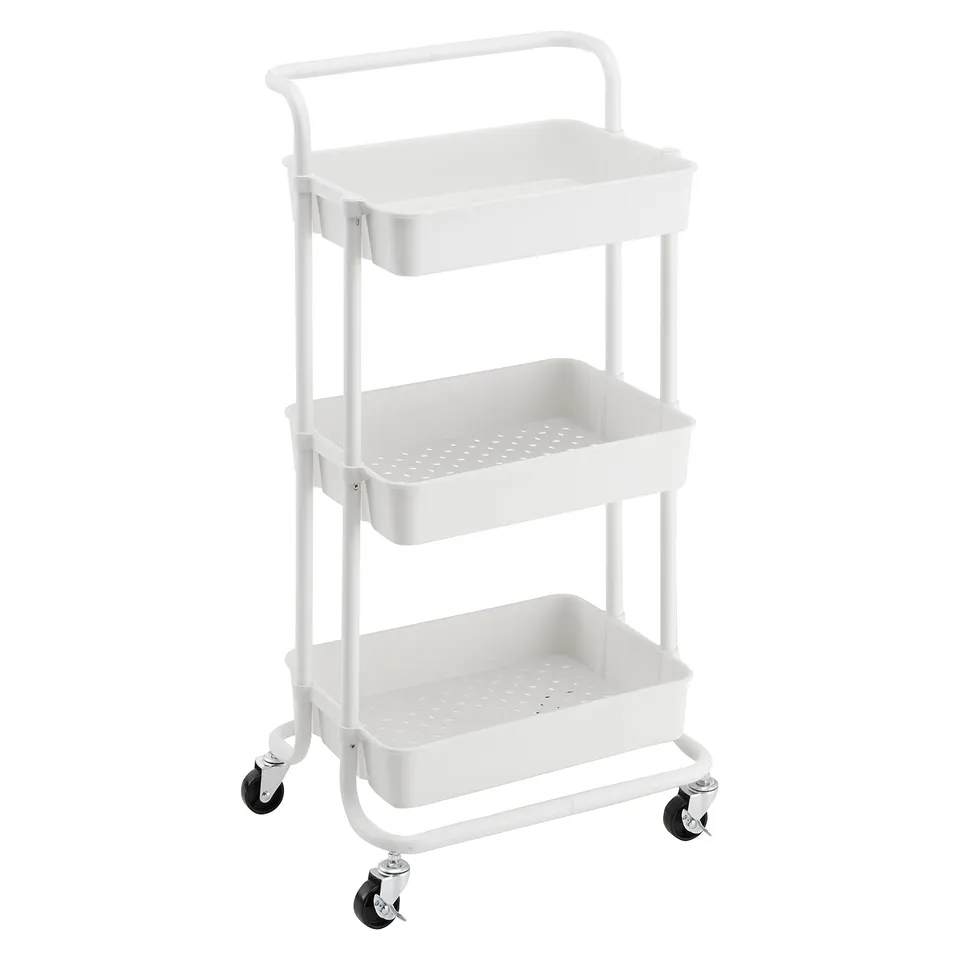 Amazon Basics Carrello 3 Ripiani Bianco con Ruote