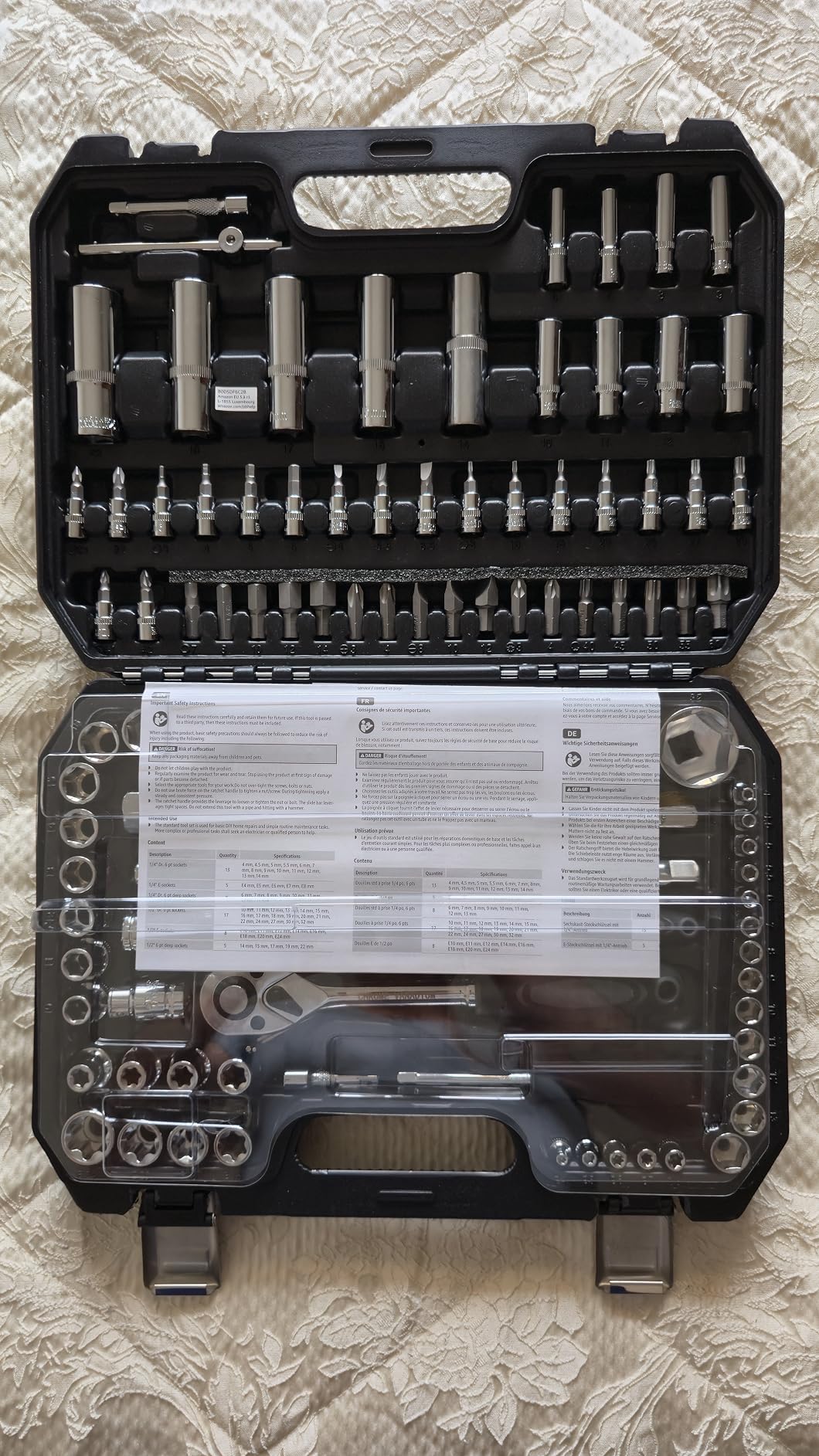 Amazon Basics Set Bussole 108 Pezzi con Cricchetto