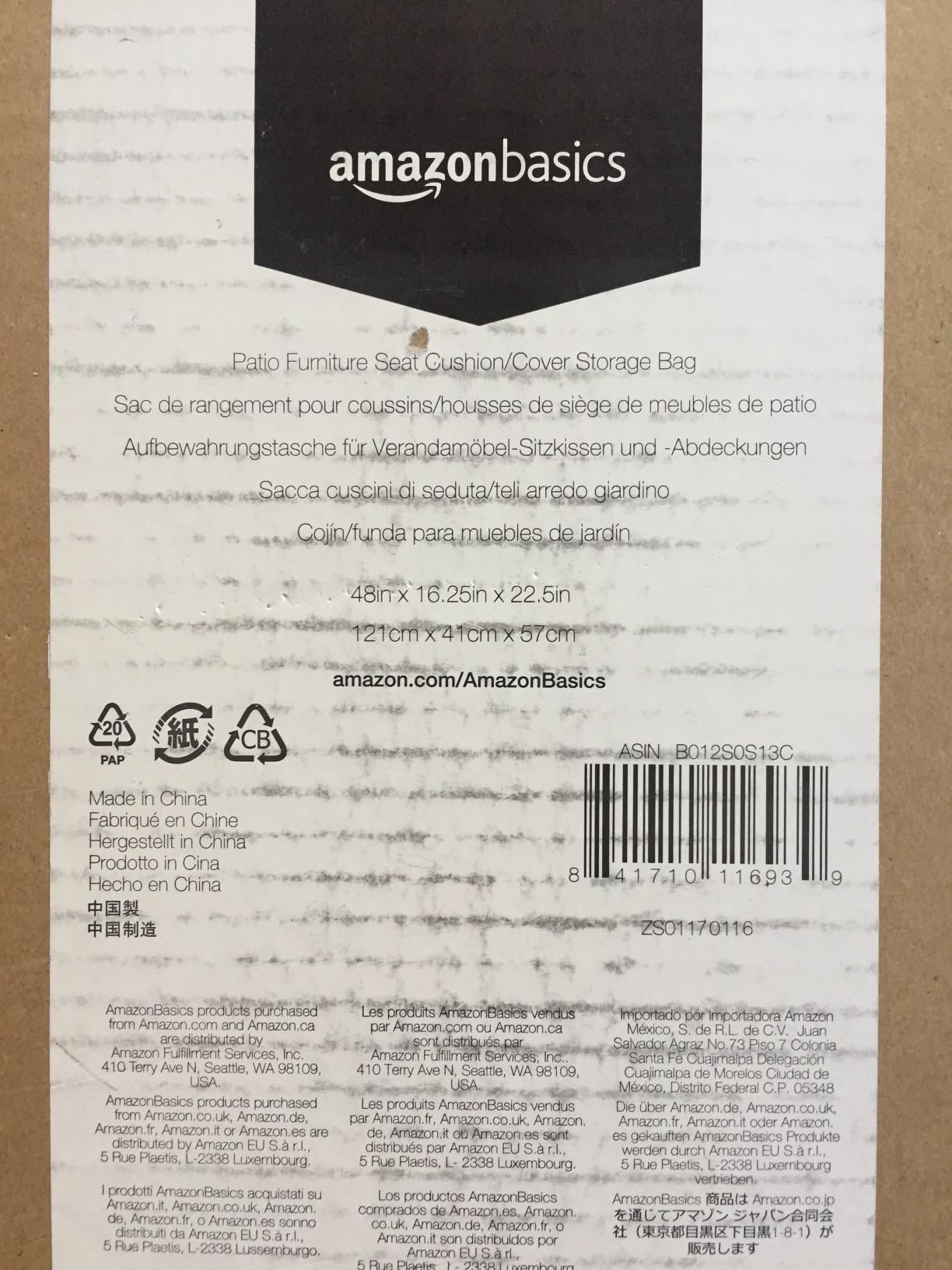 AmazonBasics Sacca Protezione Cuscini Giardino Beige 115cm