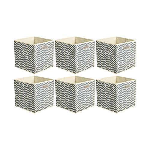 AmazonBasics Cubi Portaoggetti Tessuto Grigio Zig-Zag 6 pezzi