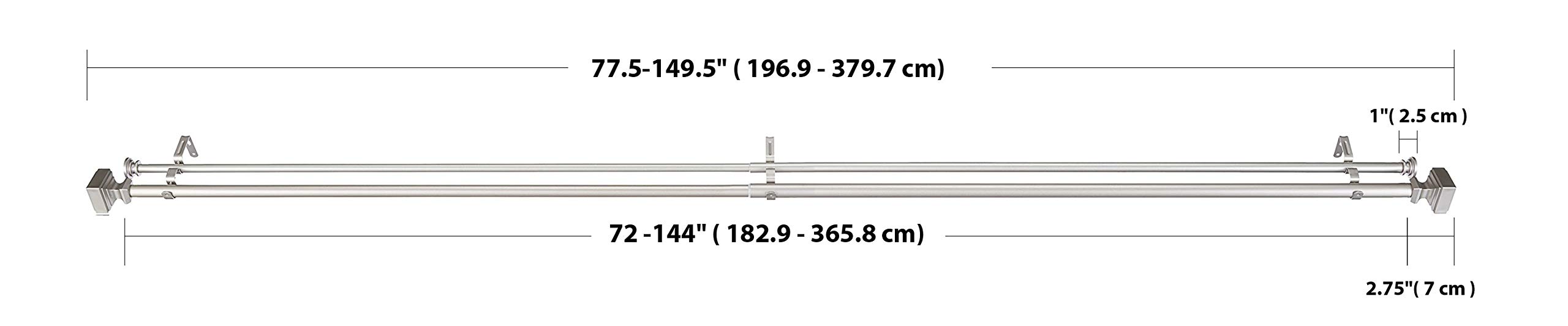 Amazon Basics Bastone Doppio Tenda 183-366 cm Nichel Estensibile
