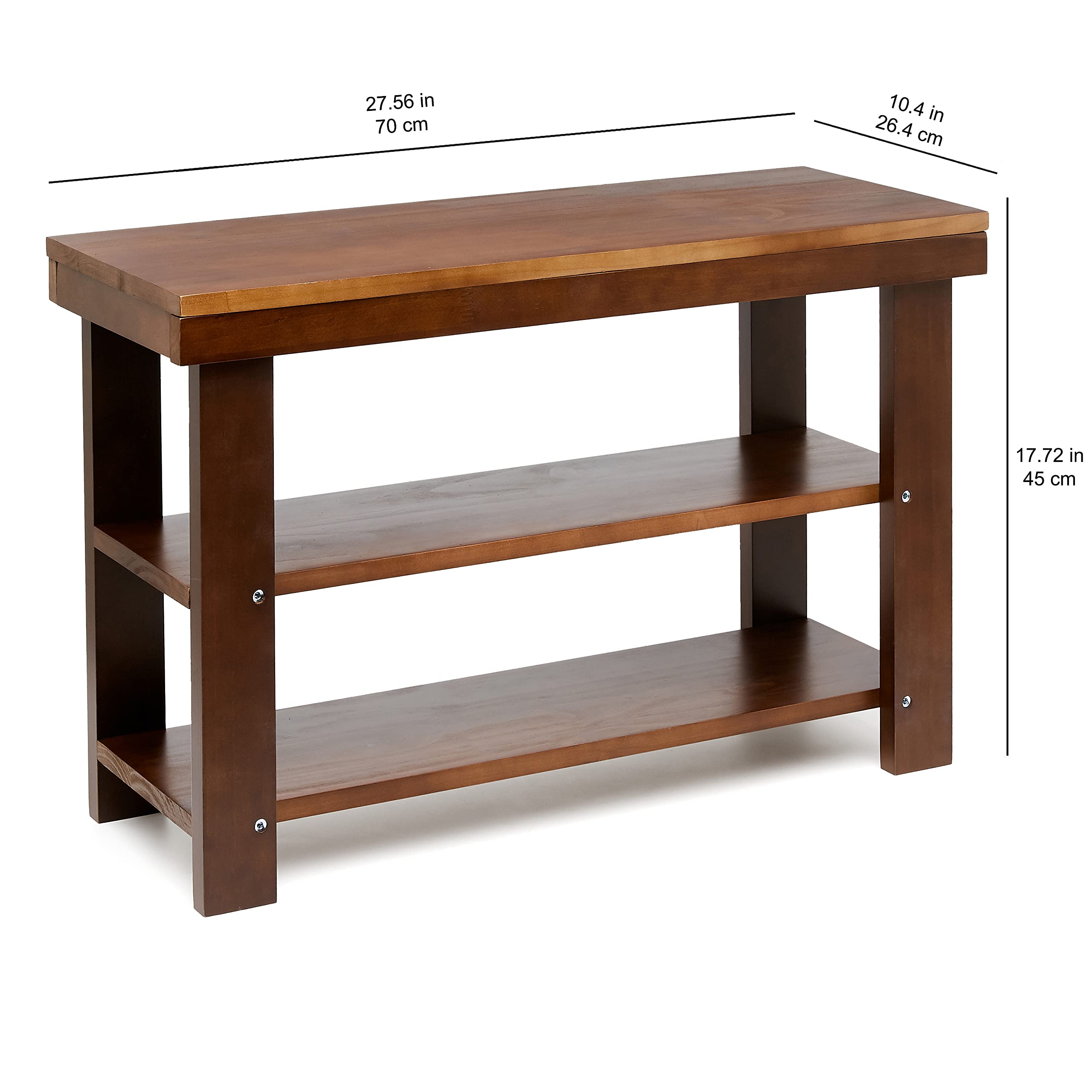 Amazon Basics Panca Portascarpe Pino 3 Livelli Espresso 70 cm