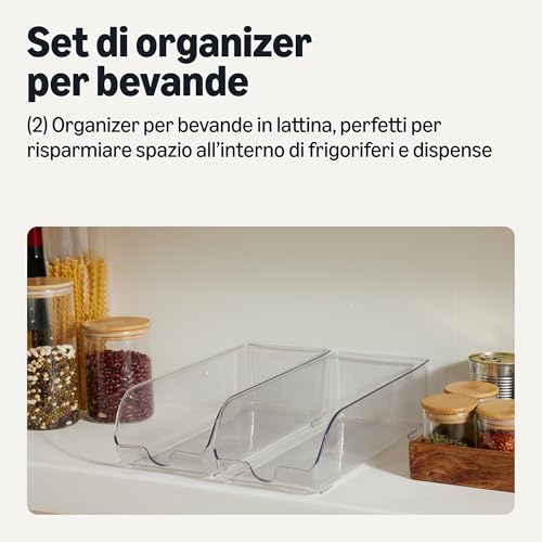 Amazon Basics organizer lattine frigo set 2 pezzi dispenser