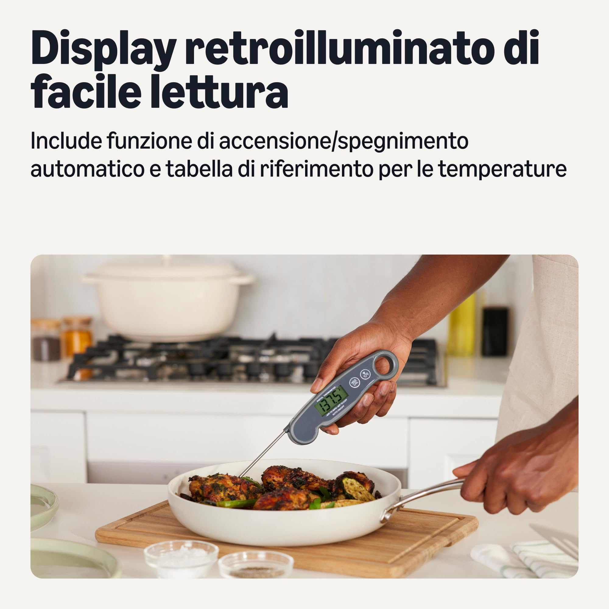 Amazon Basics Termometro Carne Digitale Istantaneo Impermeabile
