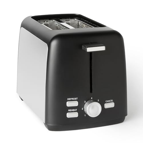 AmazonBasics Tostapane 2 Fette Nero 800W 7 Dorature