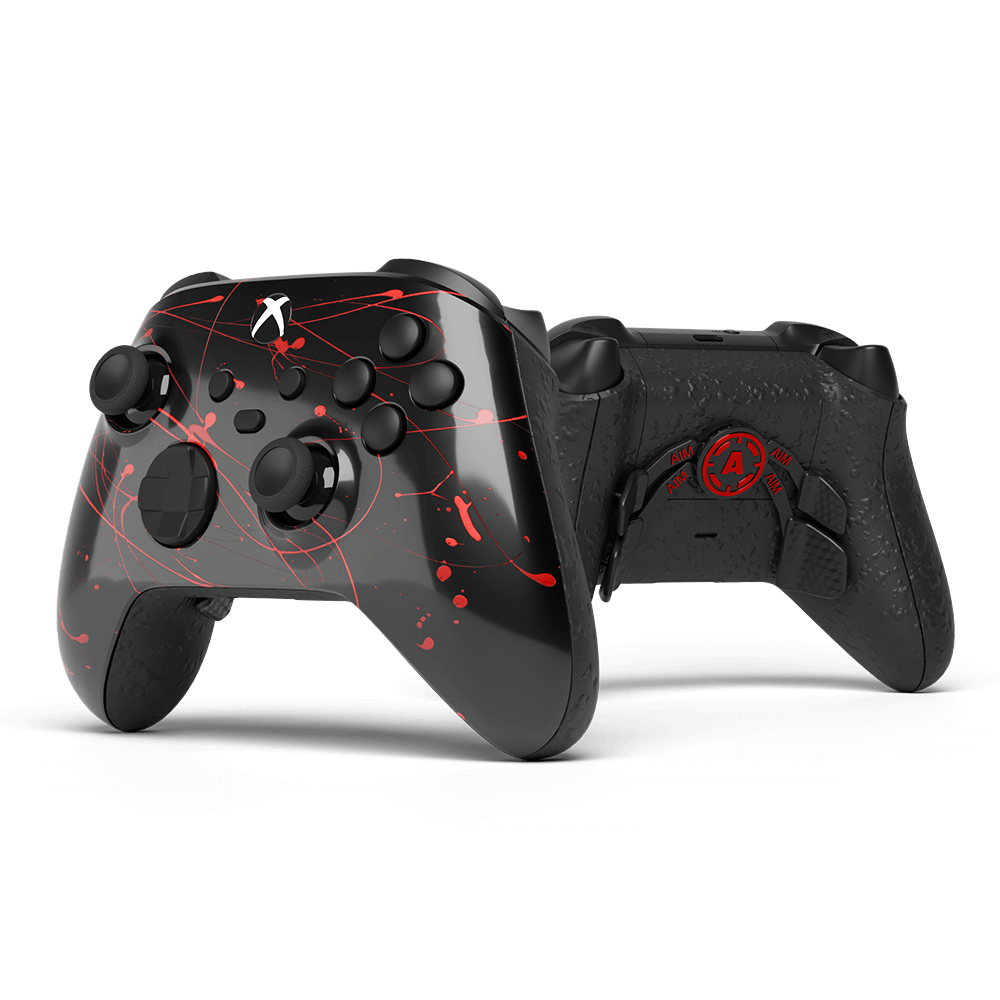 Aim Controller Xbox Red Splatter controller rosso metallizzato