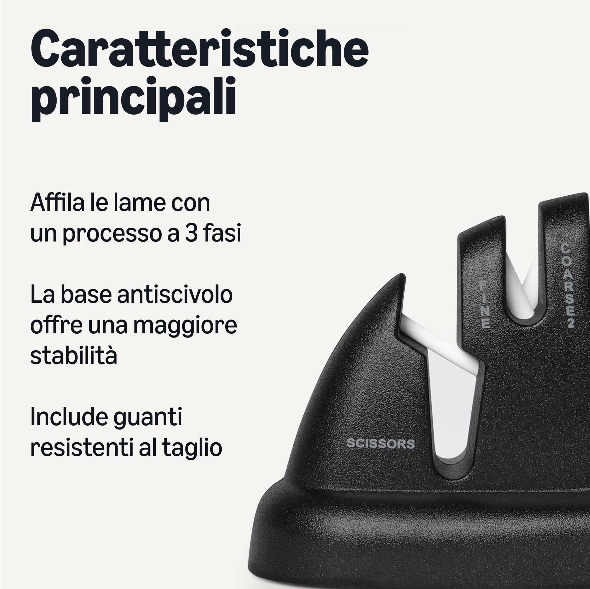 Amazon Basics affilacoltelli 4-in-1 con guanto antiscivolo