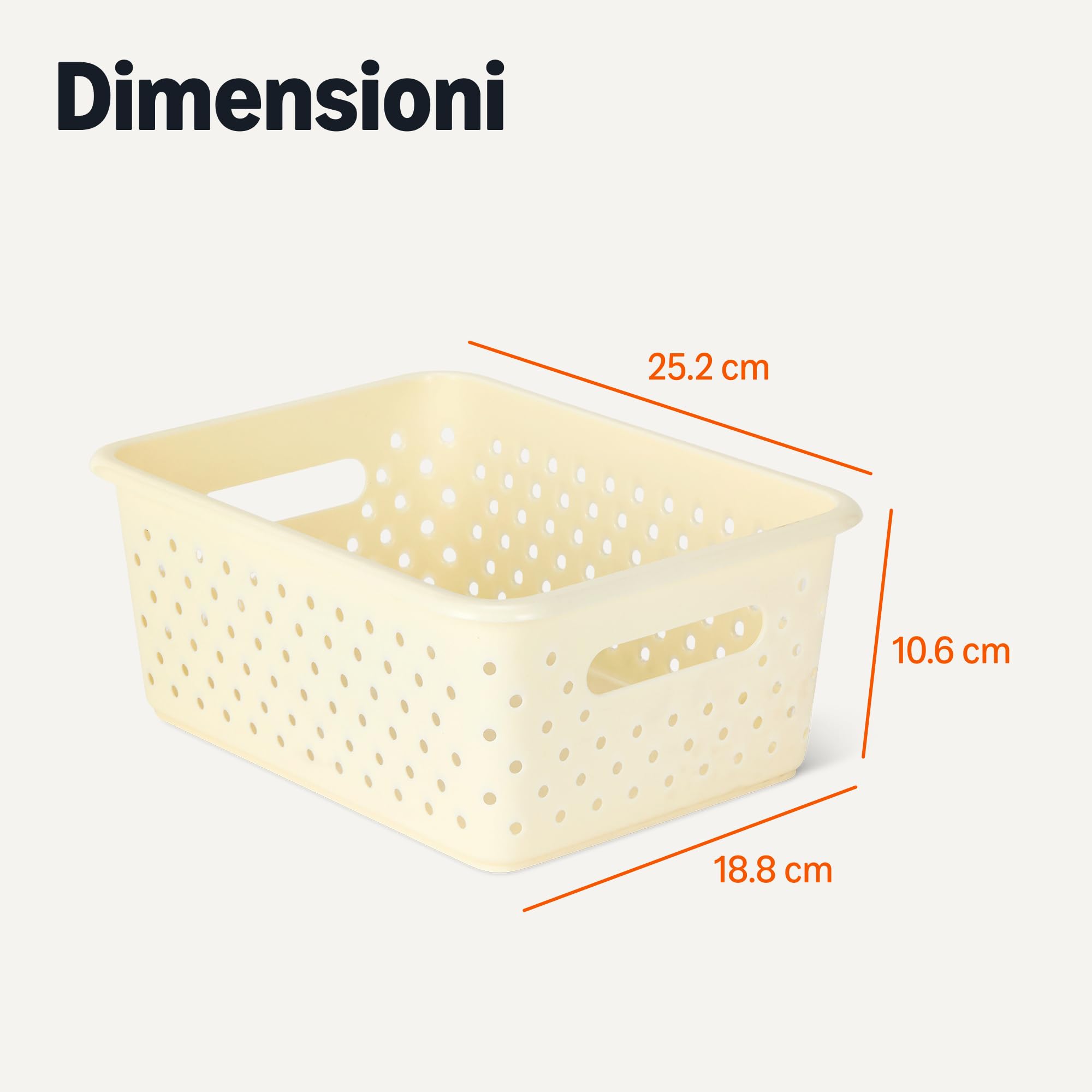 Amazon Basics Cestini Plastica Avorio Set 6 Pezzi