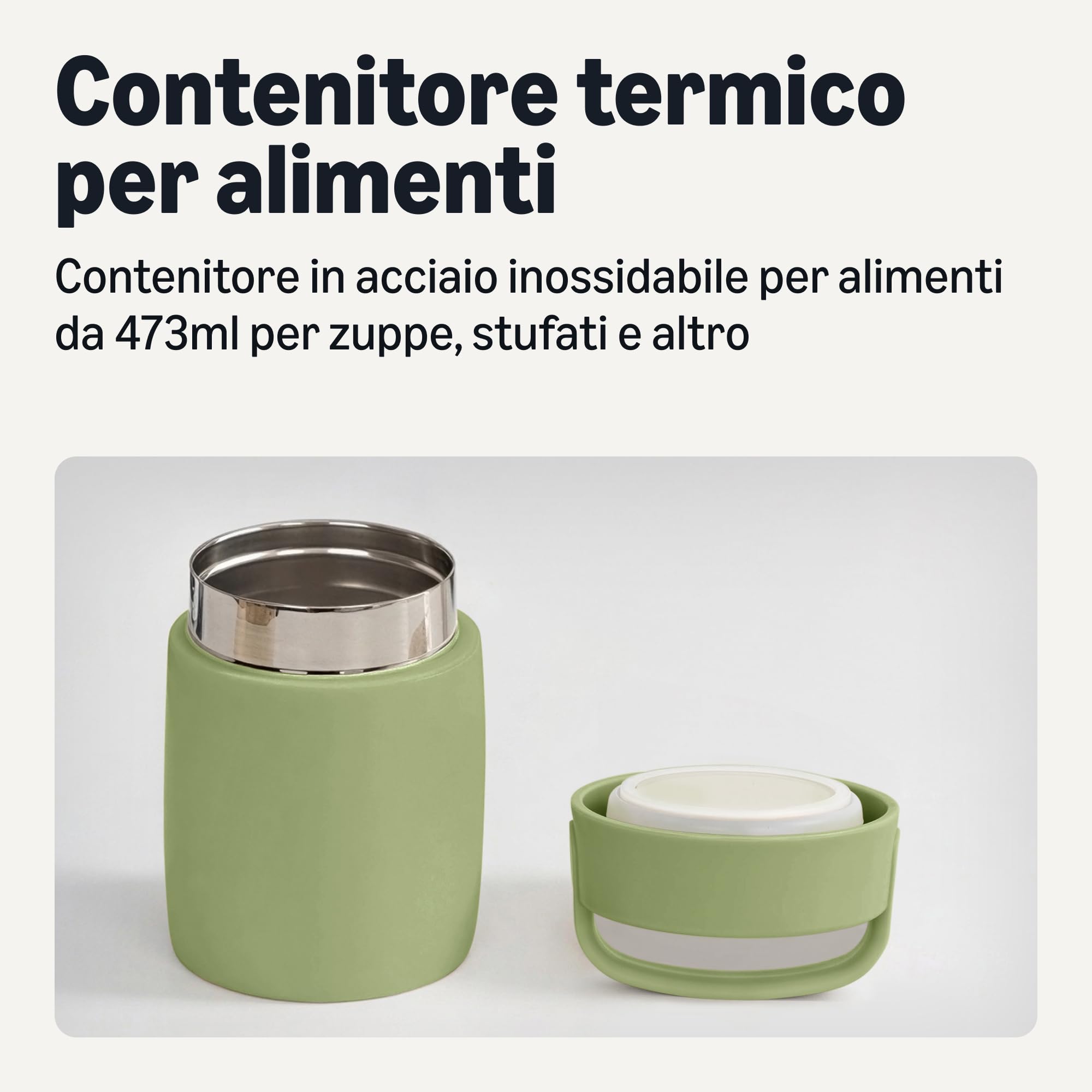 Amazon Basics Thermos Acciaio Inox 473 ml Verde Oliva
