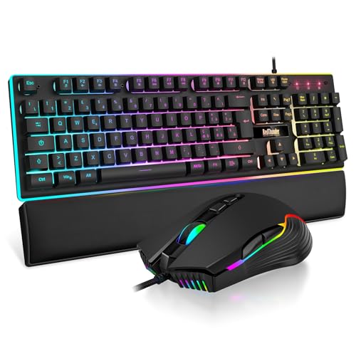 RedThunder K10 Combo Tastiera Mouse Gaming Nero RGB