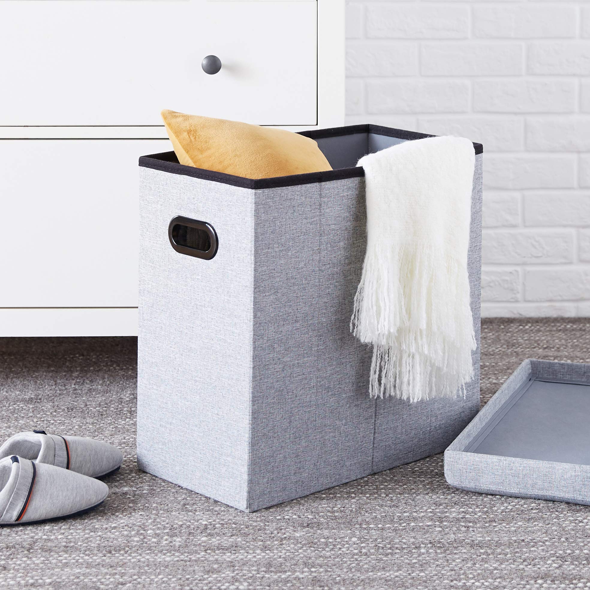 AmazonBasics Cesto Pieghevole con Coperchio Grigio Mélange 1pz