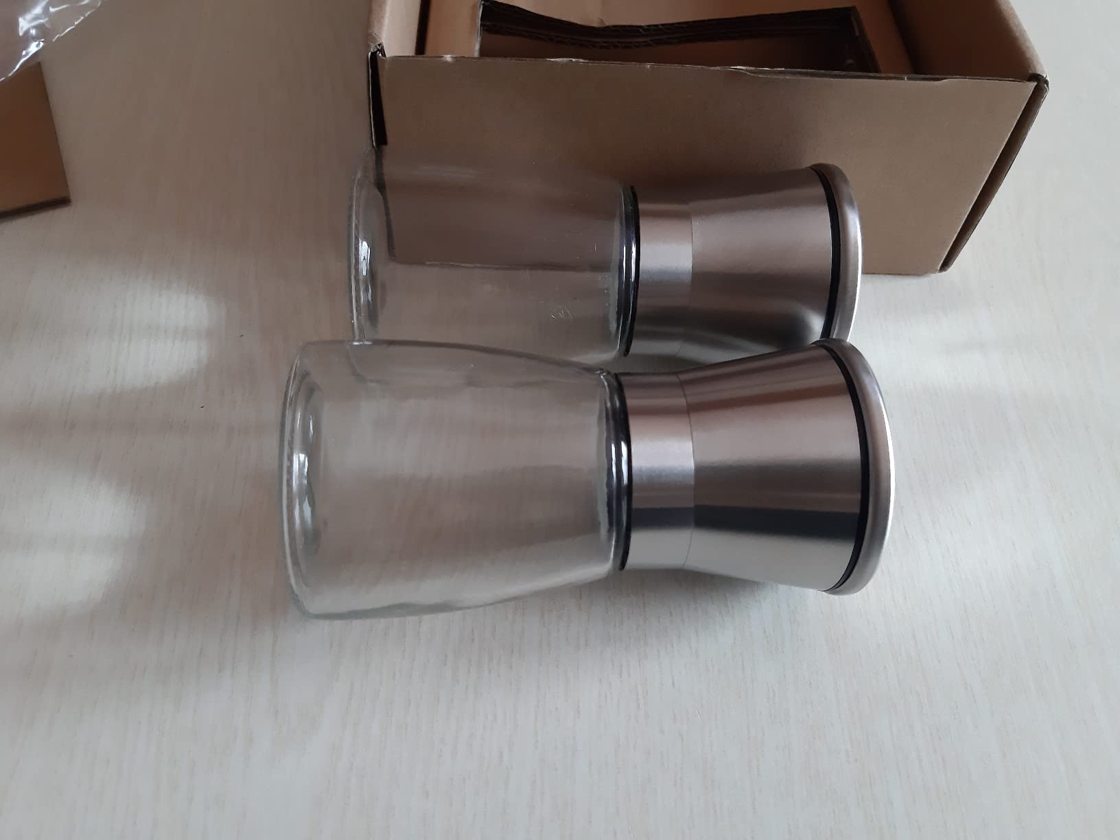 Amazon Basics Set 2 Macinasale e Macinapepe Vetro 155 g Ceramica
