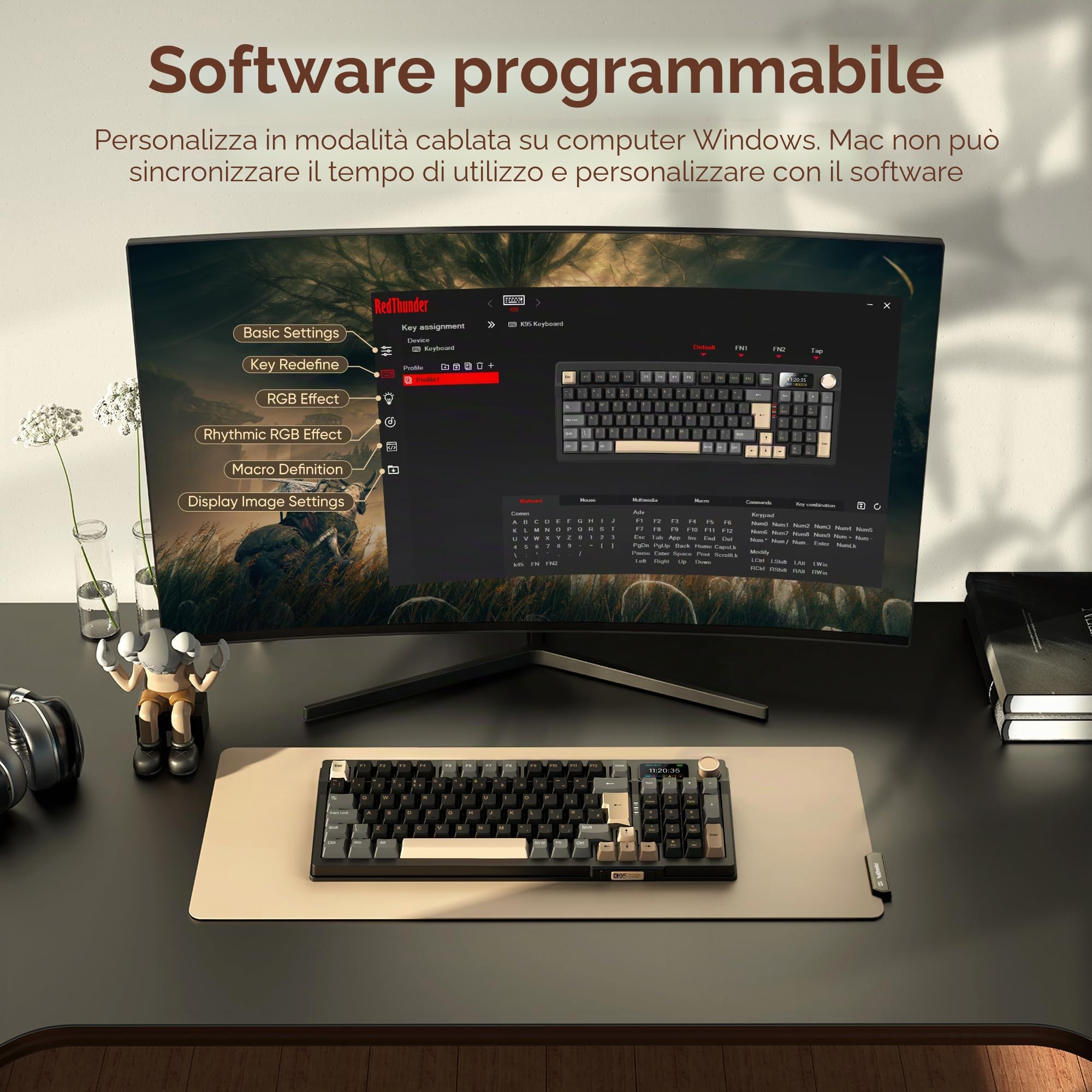RedThunder K95-BGP tastiera gaming wireless QWERTZ RGB