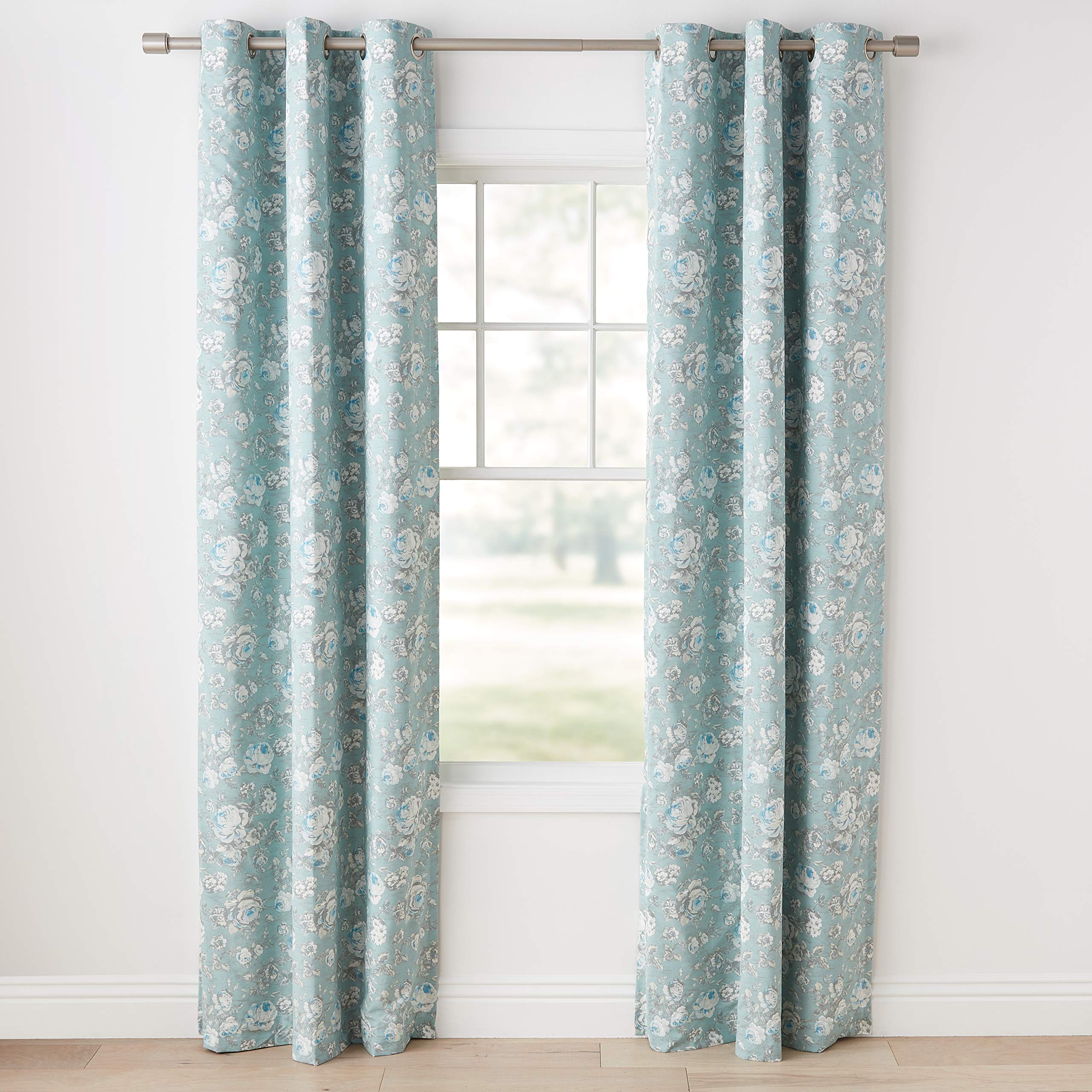 Amazon Basics SilkySoft 42x95 tenda oscurante blu floreale 2 pezzi