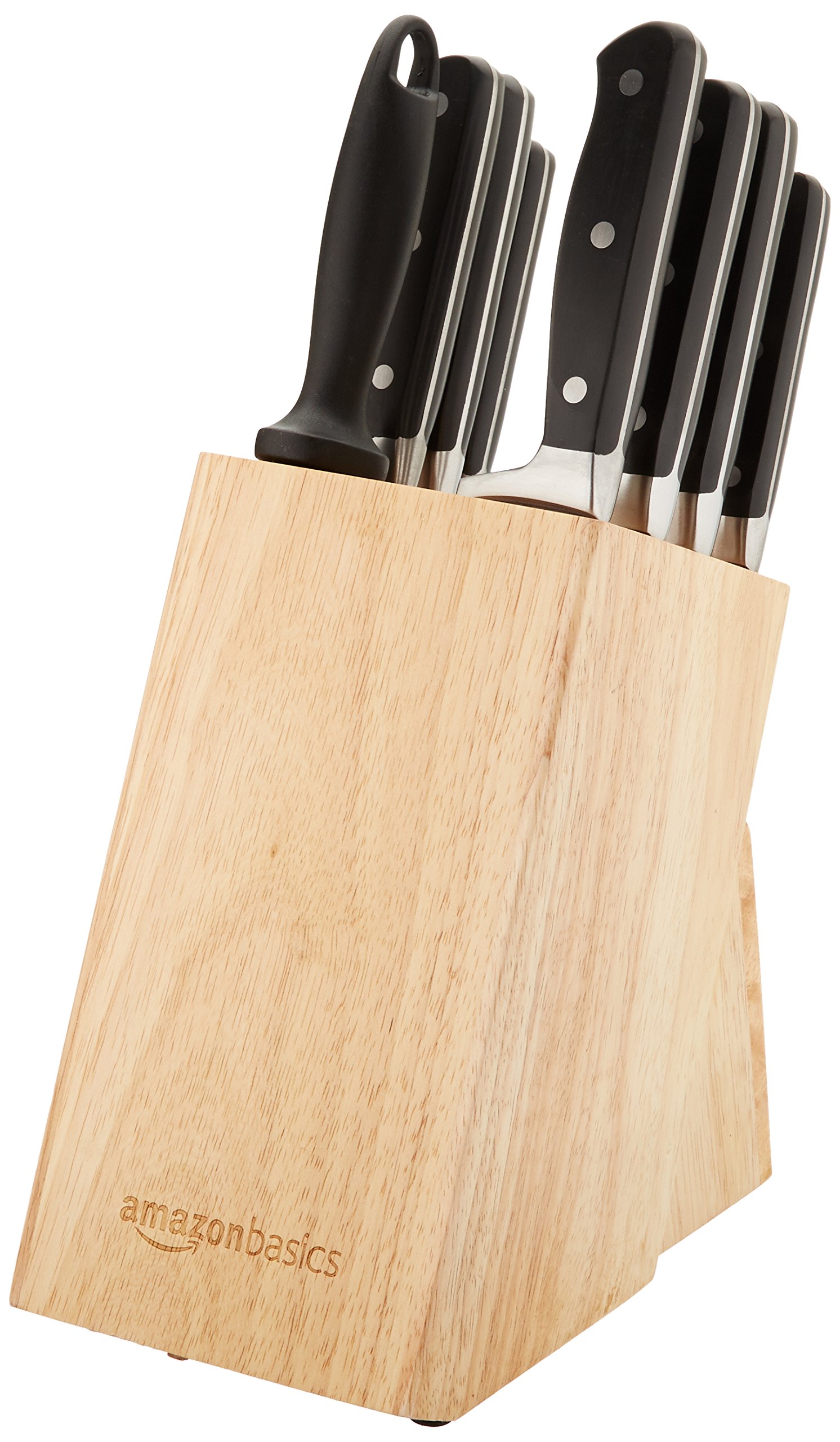 Amazon Basics Set coltelli 9 pezzi con ceppo nero