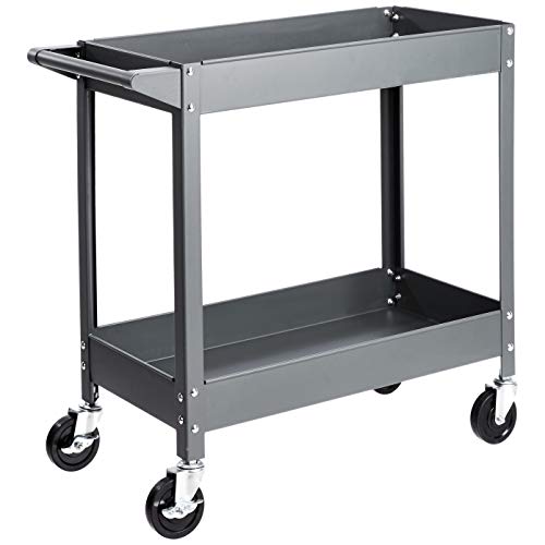 AmazonBasics Carrello Multiuso Acciaio 2 Ripiani Grigio 181 kg