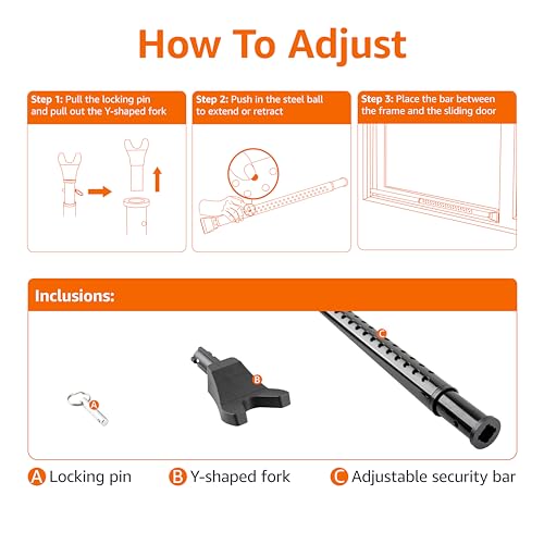 AmazonBasics Spranga Regolabile 73,6-114 cm Nera Acciaio 1 pz