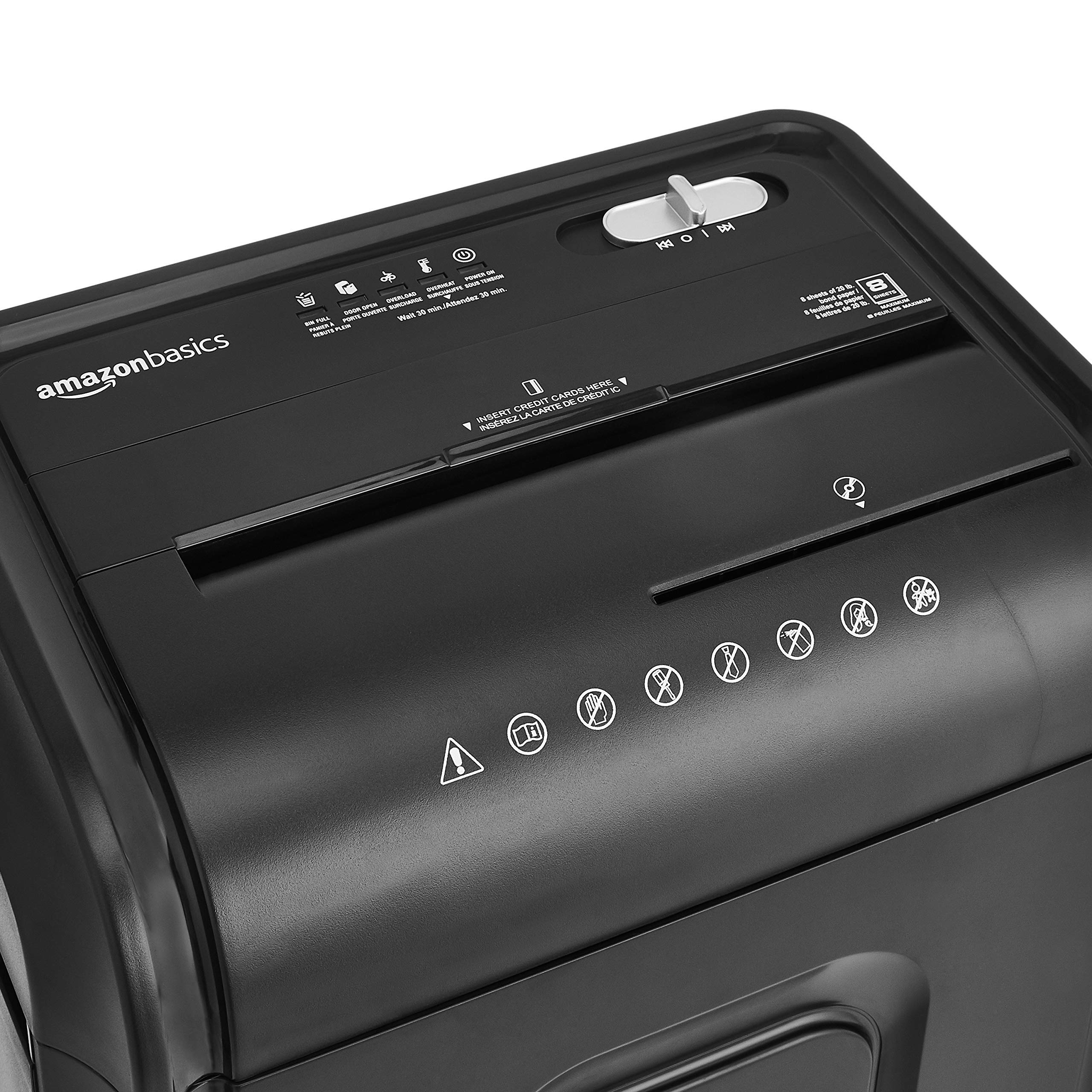 AmazonBasics Distruggidocumenti 8 Fogli P4 Nero