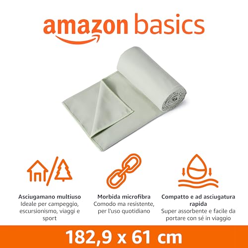 Amazon Basics Asciugamano Microfibra Campeggio Compatto
