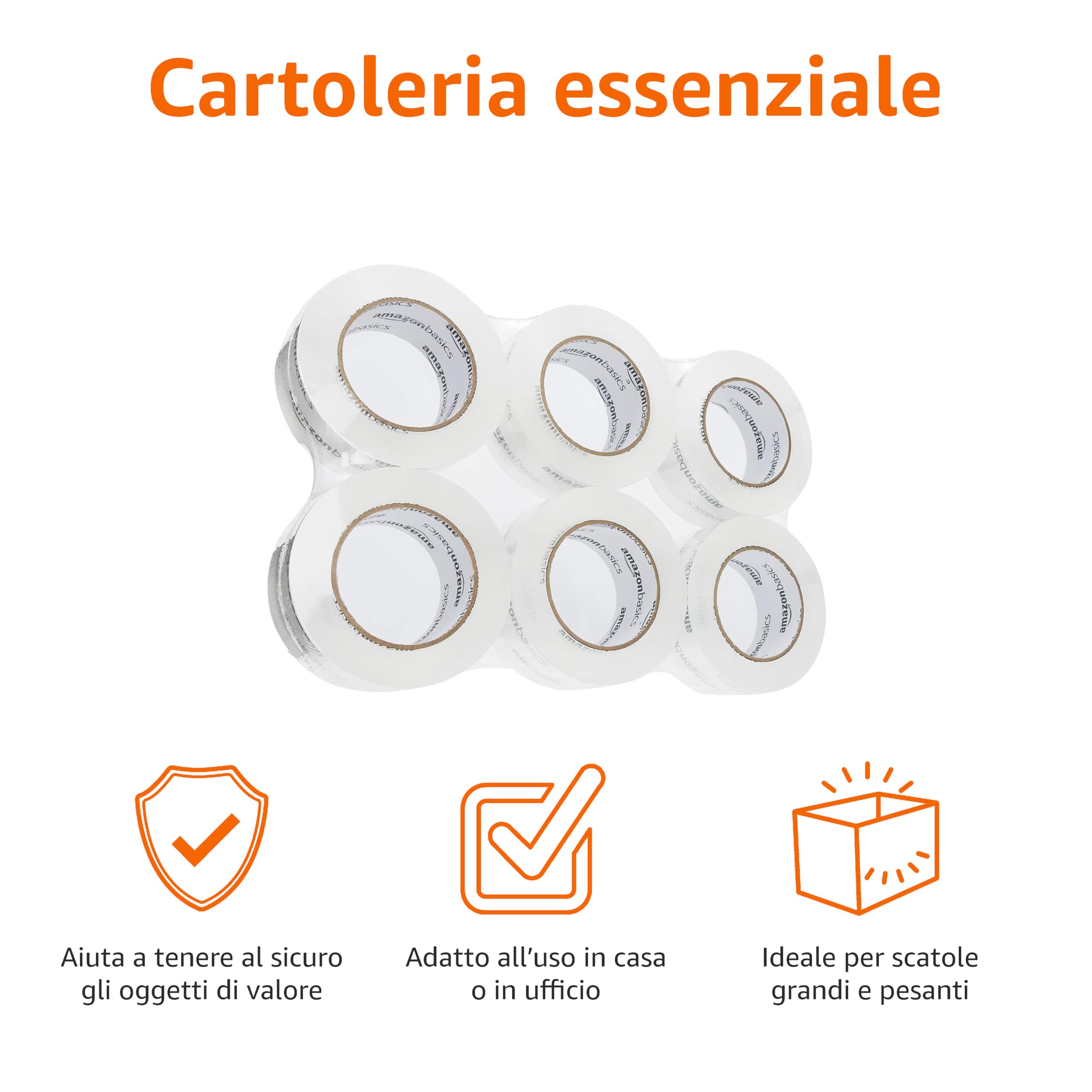 AmazonBasics Nastro Imballaggio Trasparente 4,7cm x 99,6m