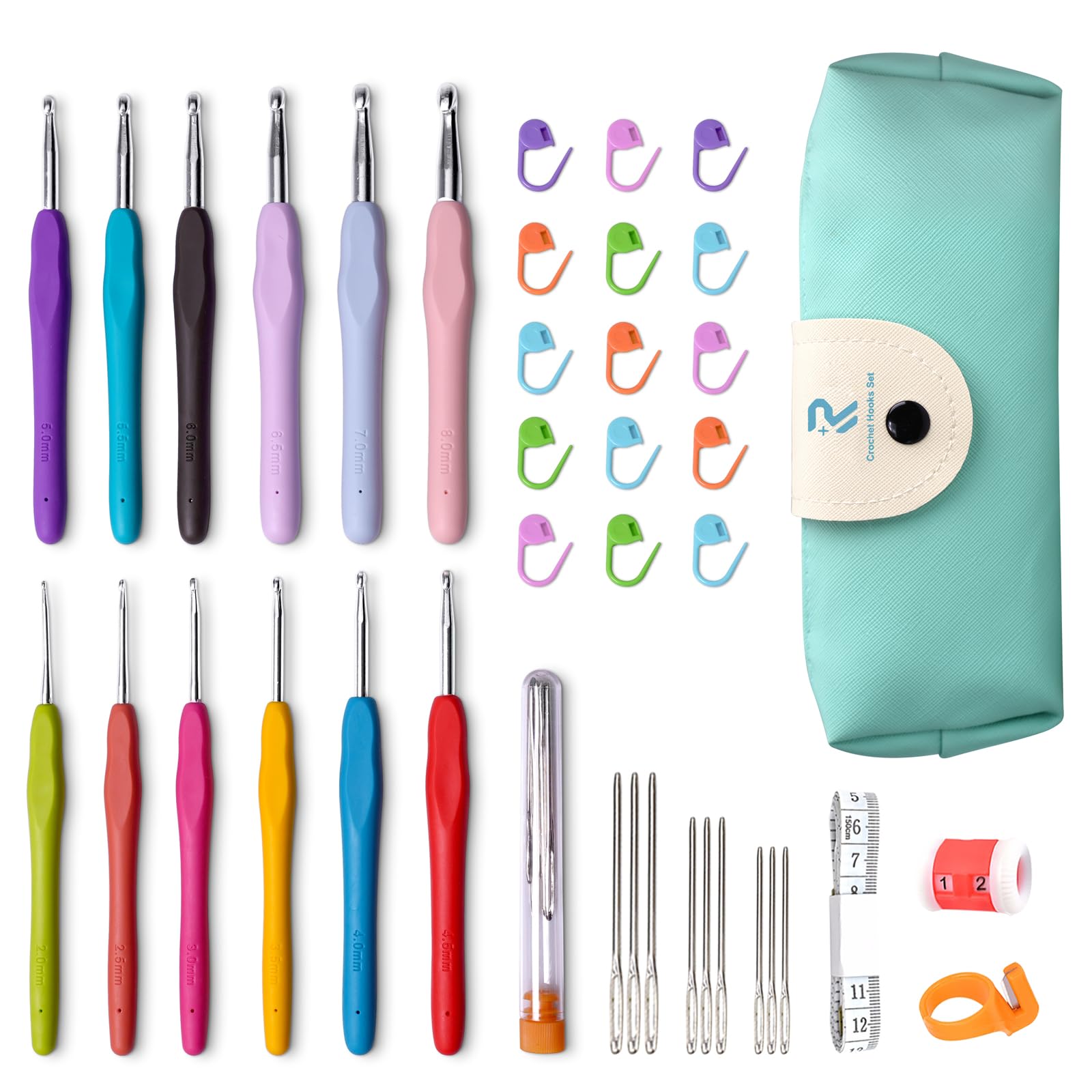 RealPlus kit uncinetto ergonomico 12 pezzi rosa 44 pezzi