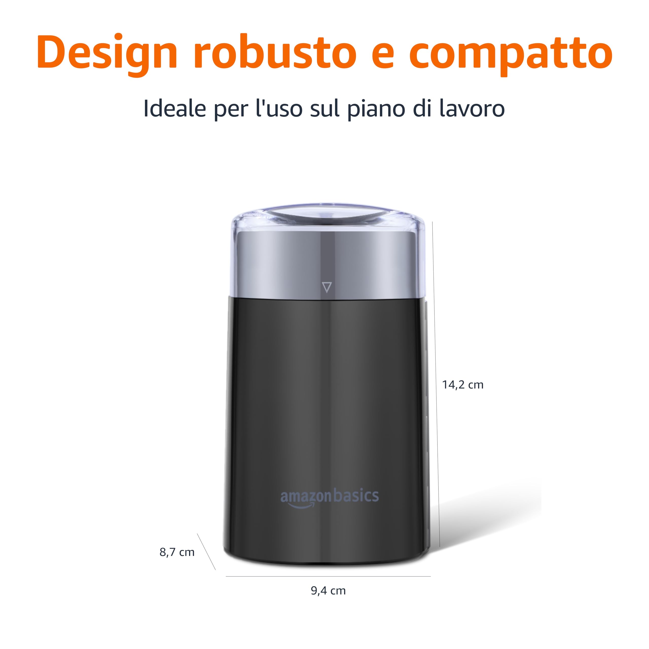 Amazon Basics Macinacaffè Elettrico Nero 30 g Lama Inox