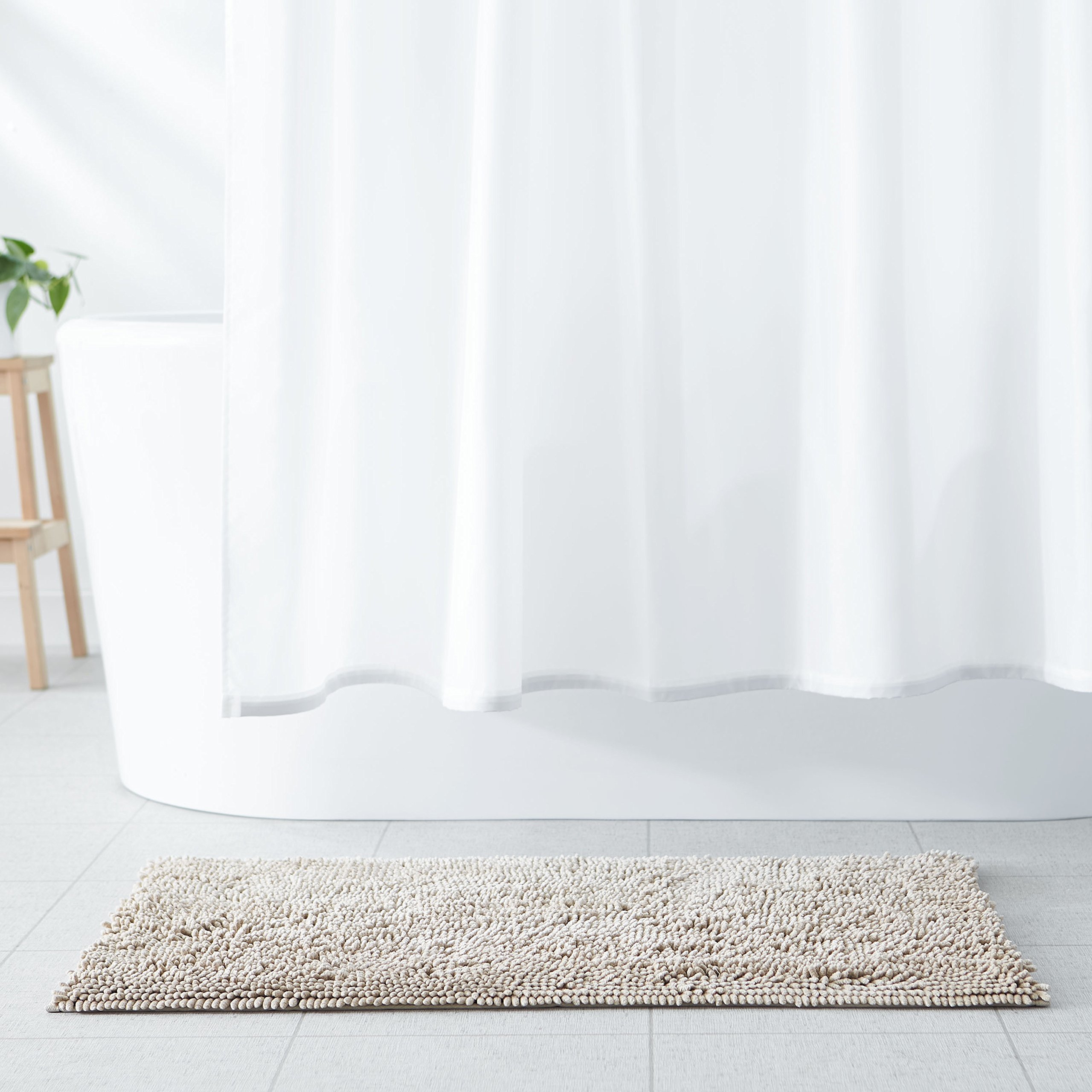 Amazon Basics Tappeto bagno microfibra pelo lungo beige 53x86