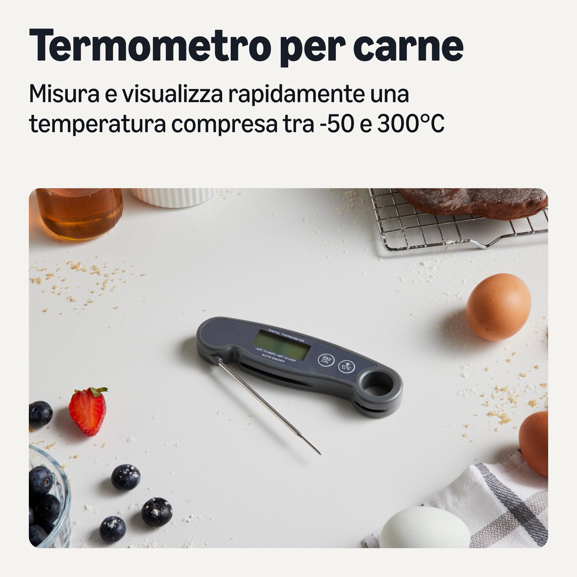 Amazon Basics Termometro Carne Digitale Istantaneo Impermeabile