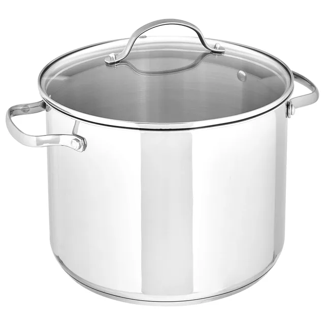 Amazon Basics Pentolone Acciaio Inox 7,6 L con Coperchio Vetro