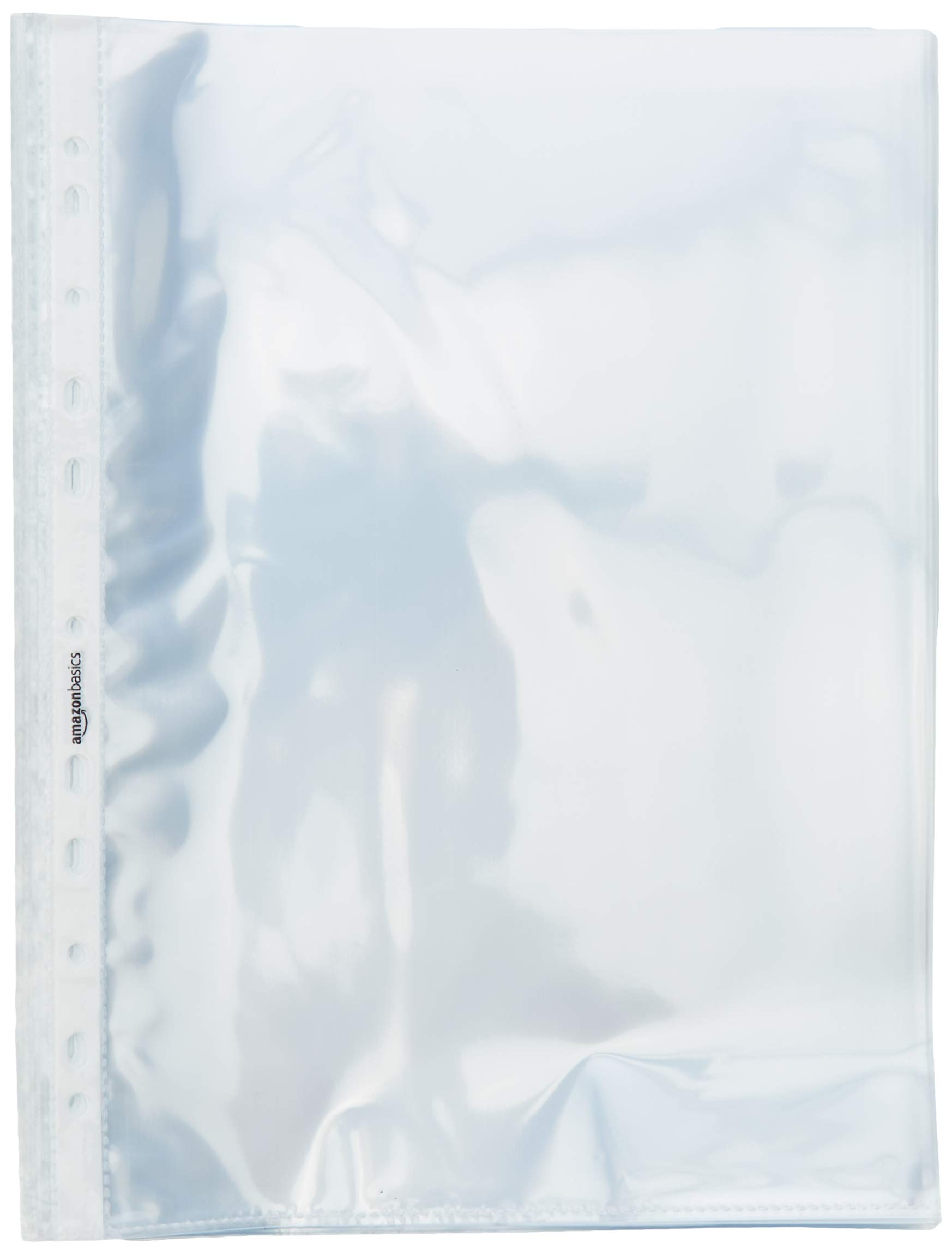 AmazonBasics Buste Forate A4 60 Micron 100 Pezzi Trasparenti