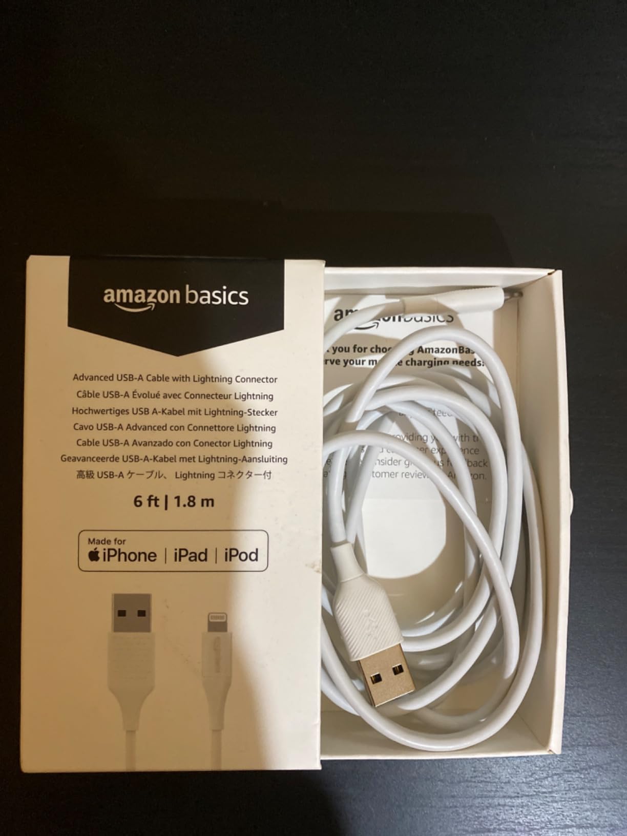Amazon Basics cavo Lightning USB-A 0,9 m bianco MFi