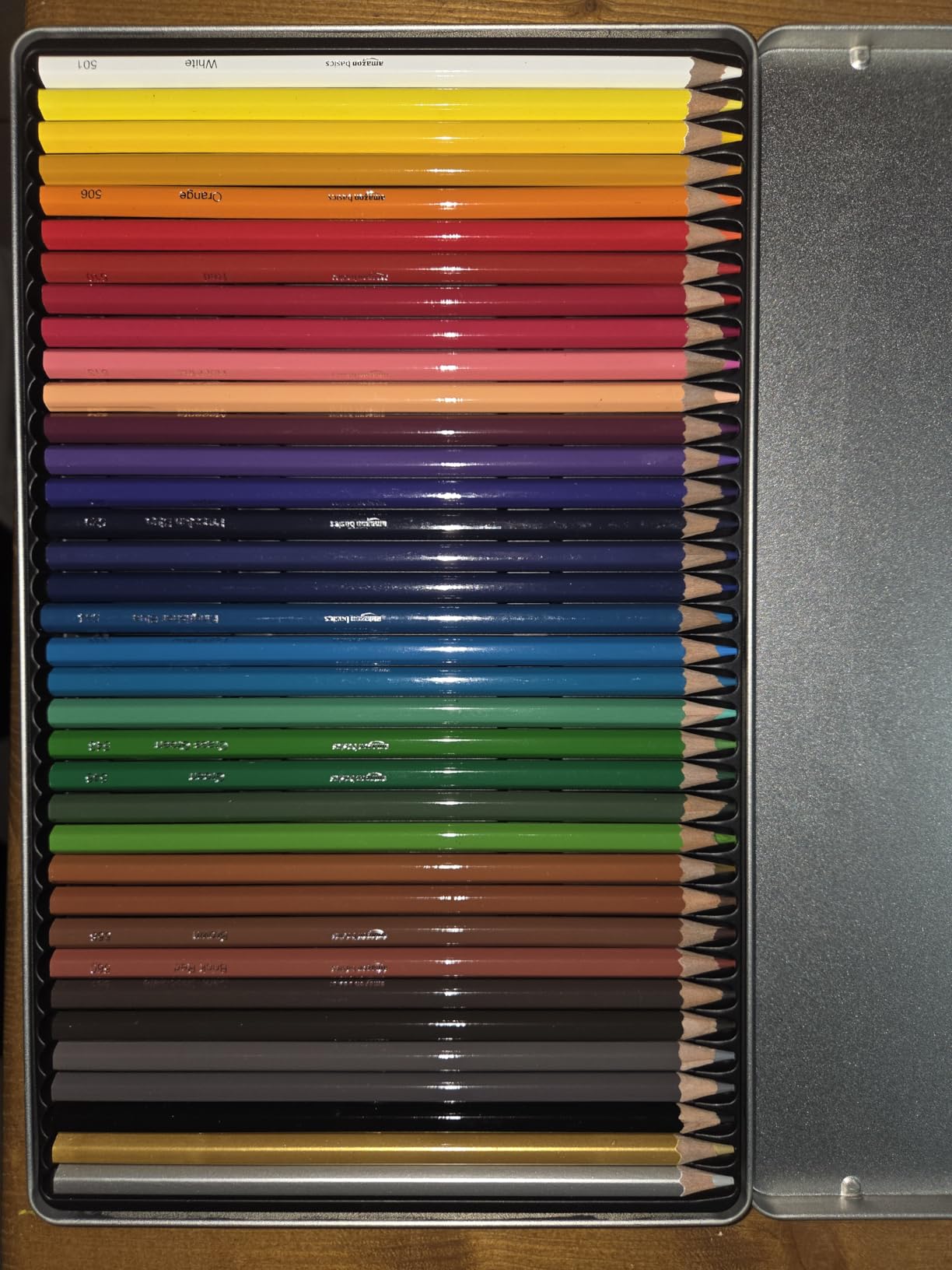Amazon Basics Matite Colorate 72 Pezzi Scatola Latta