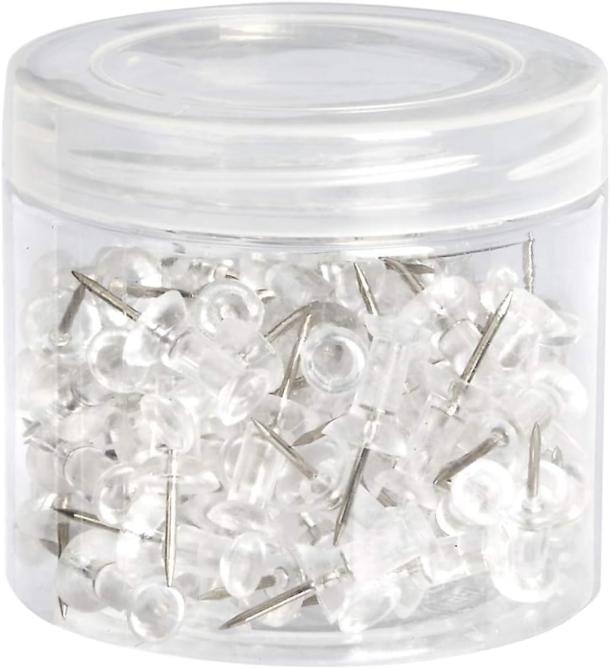 Amazon Basics Puntine Trasparenti 100 pezzi acciaio e plastica