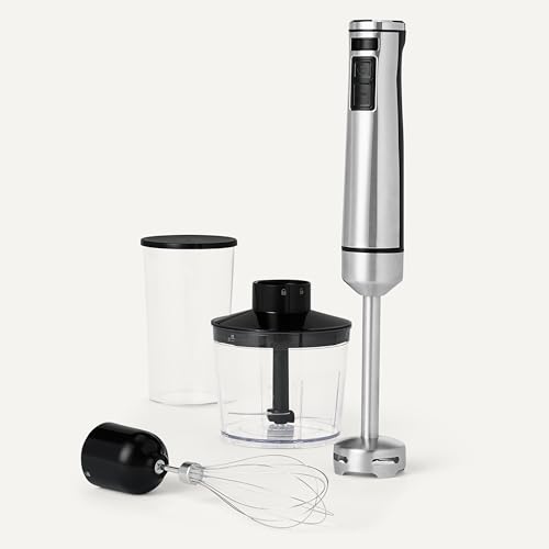 Amazon Basics frullatore a immersione 1000W argento con accessori