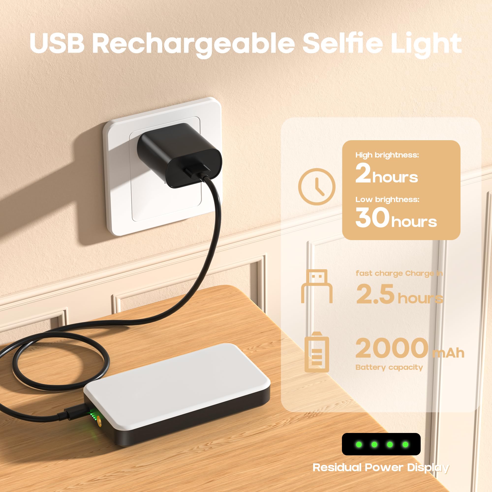 RealPlus Luce Selfie Clip 80 LED Nero 2000mAh