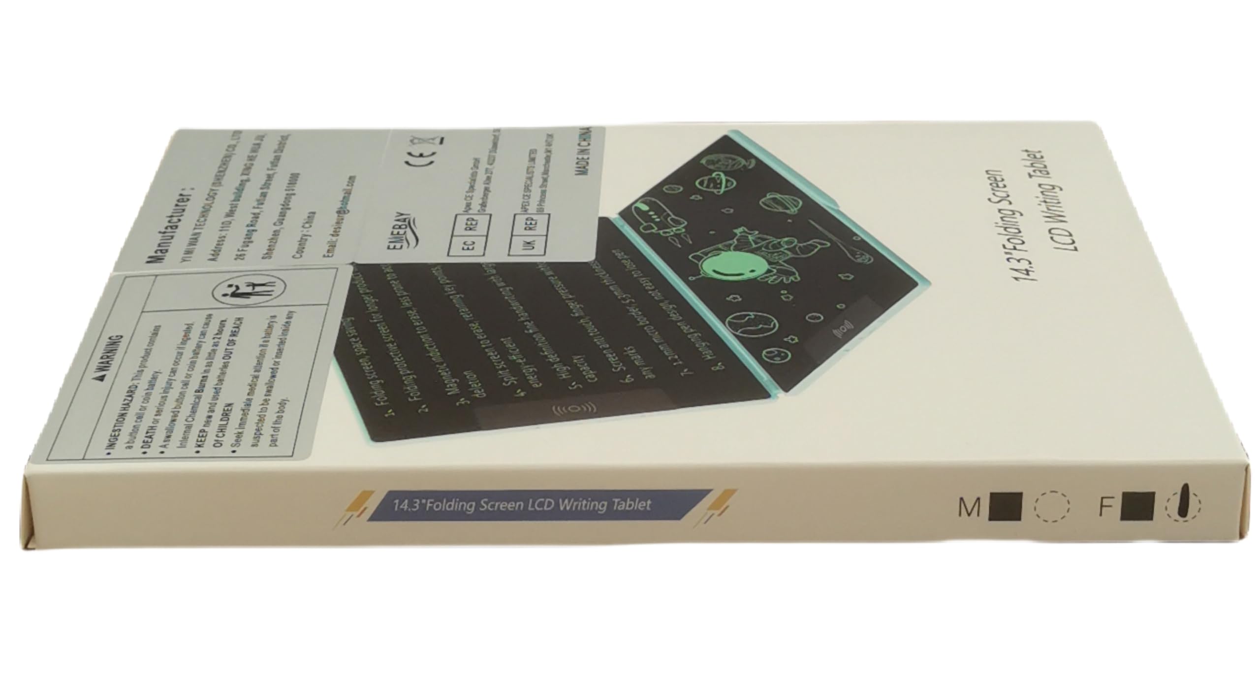 EMEBAY Tablet Scrittura LCD Pieghevole 14,4 Pollici
