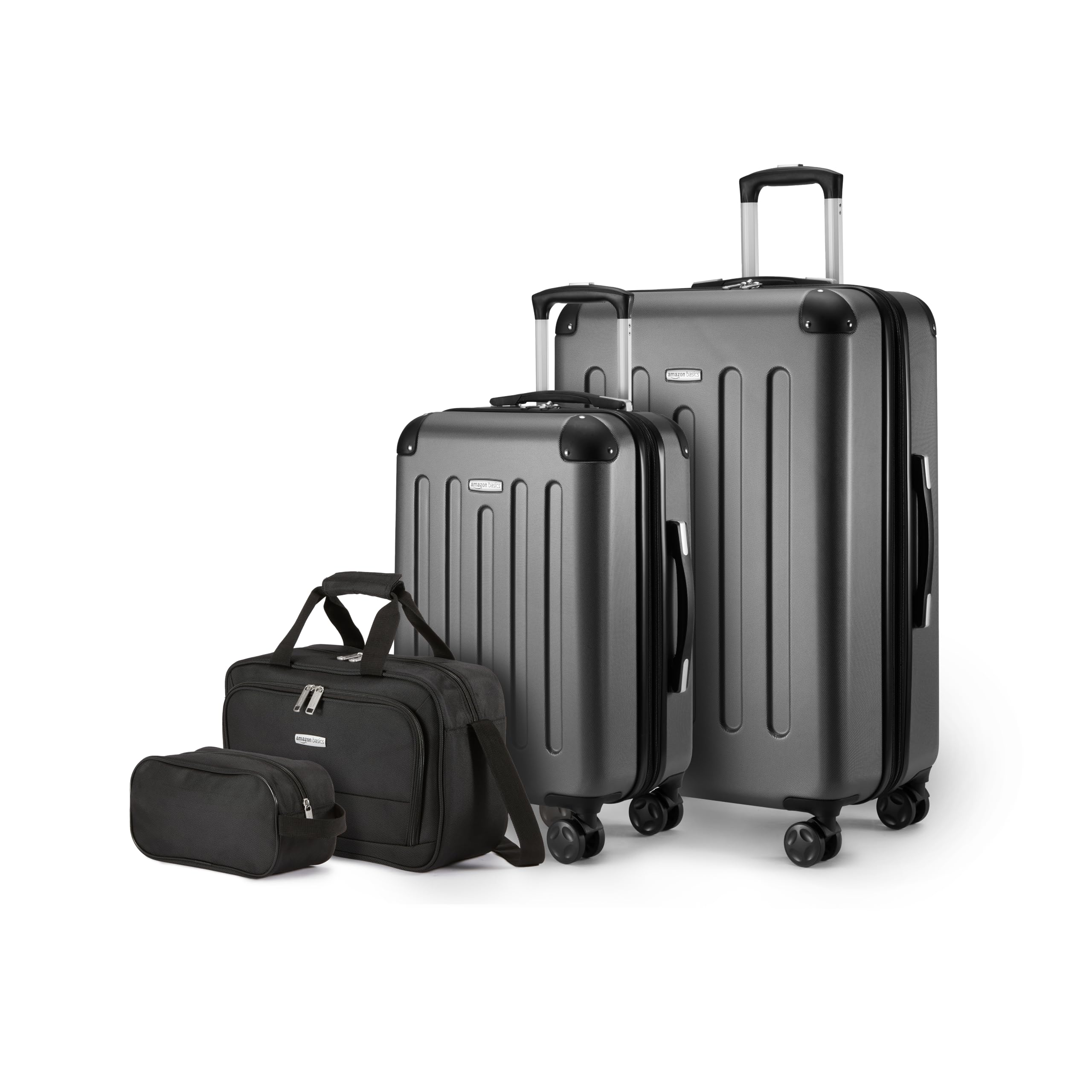 Amazon Basics Set 4 Valigie Rigide Blu Navy Espandibili