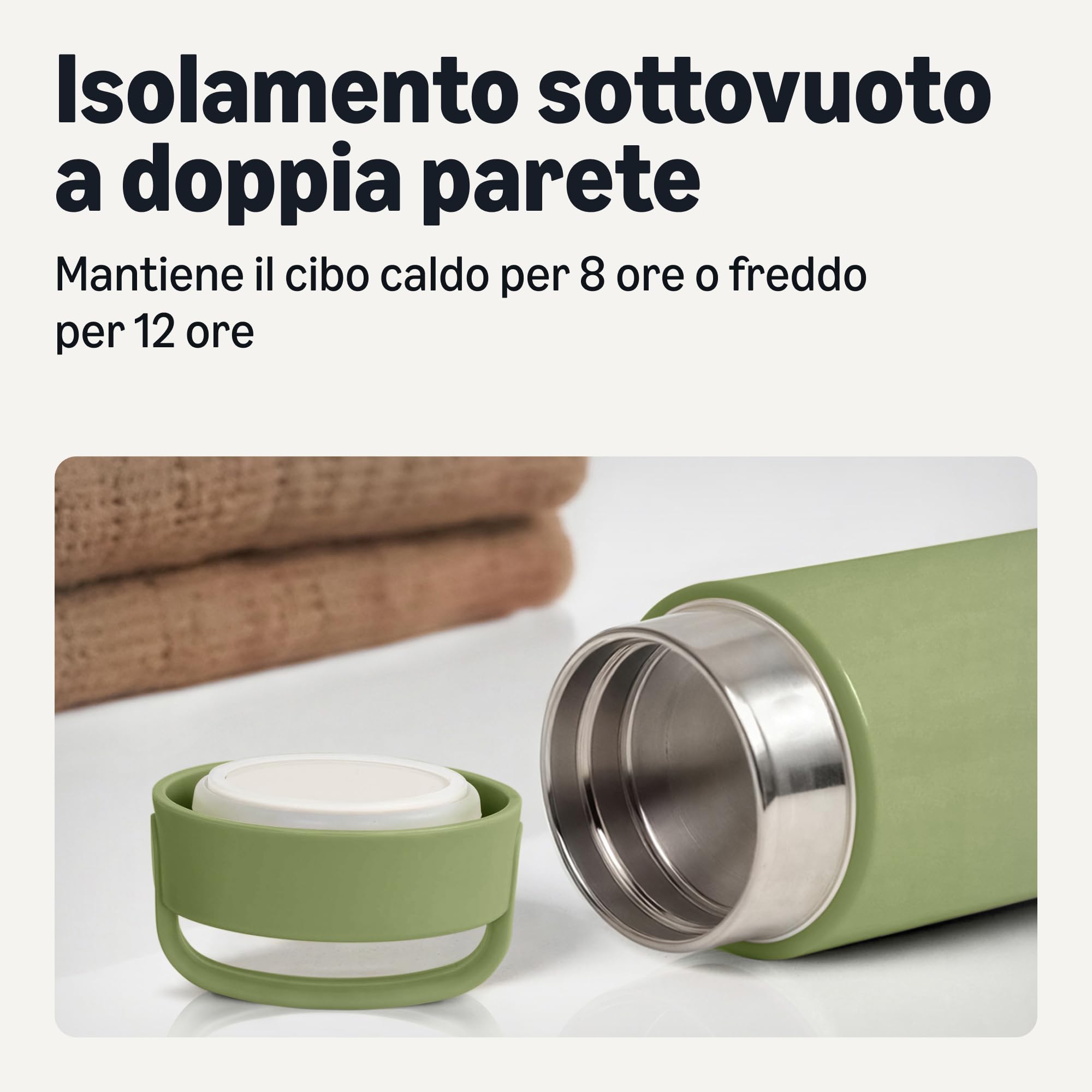 Amazon Basics Thermos Acciaio Inox 473 ml Verde Oliva