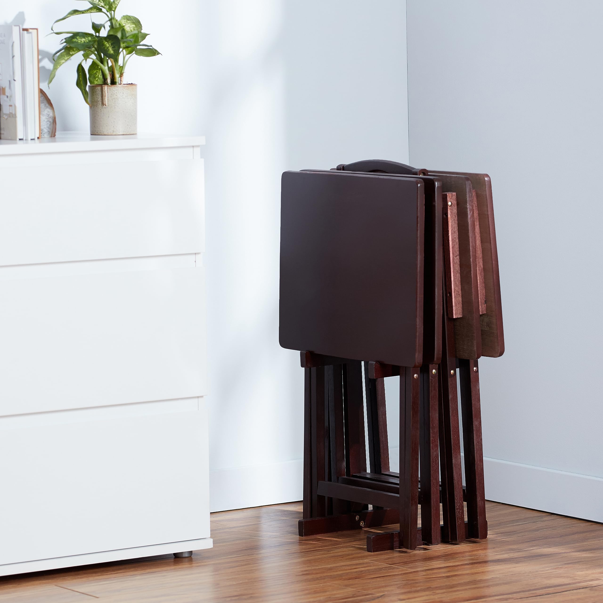 Amazon Basics Tavolini Pieghevoli Legno Set 4 pezzi marrone espresso