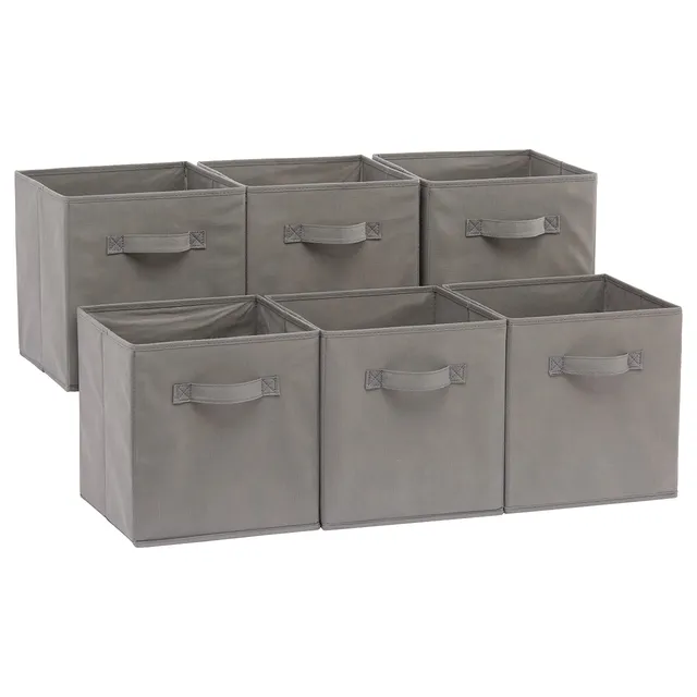Amazon Basics Cubo Organizer Pieghevole Tessuto Grigio 27 cm 6 Pezzi