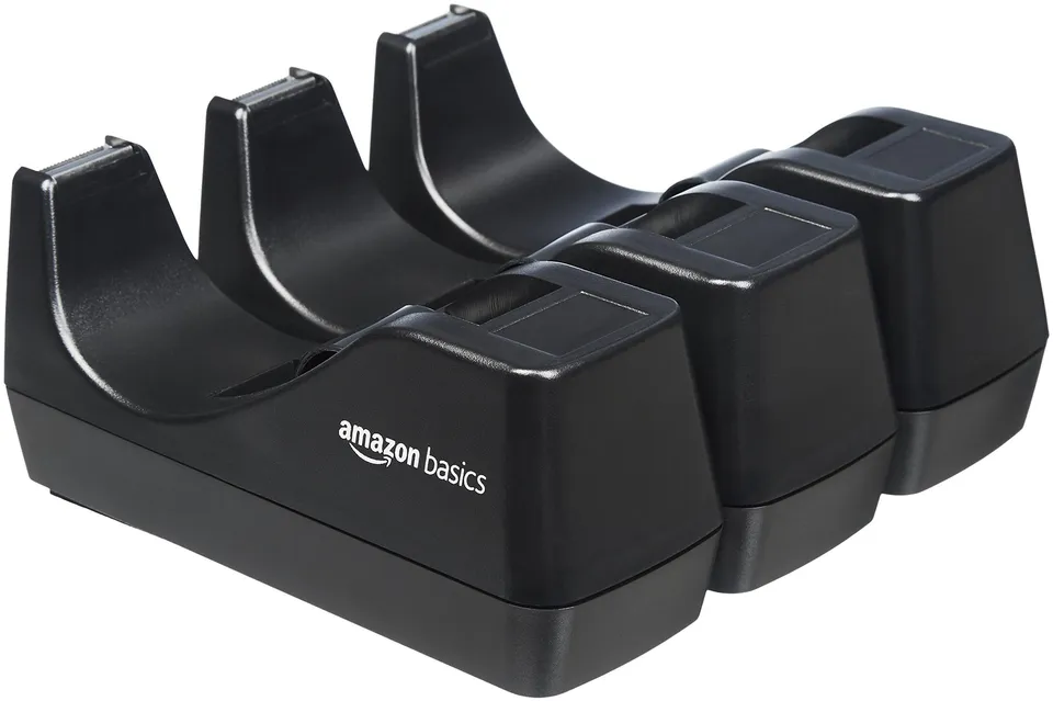 Amazon Basics Dispenser Nastro Adesivo Nero 3 Pezzi Ufficio