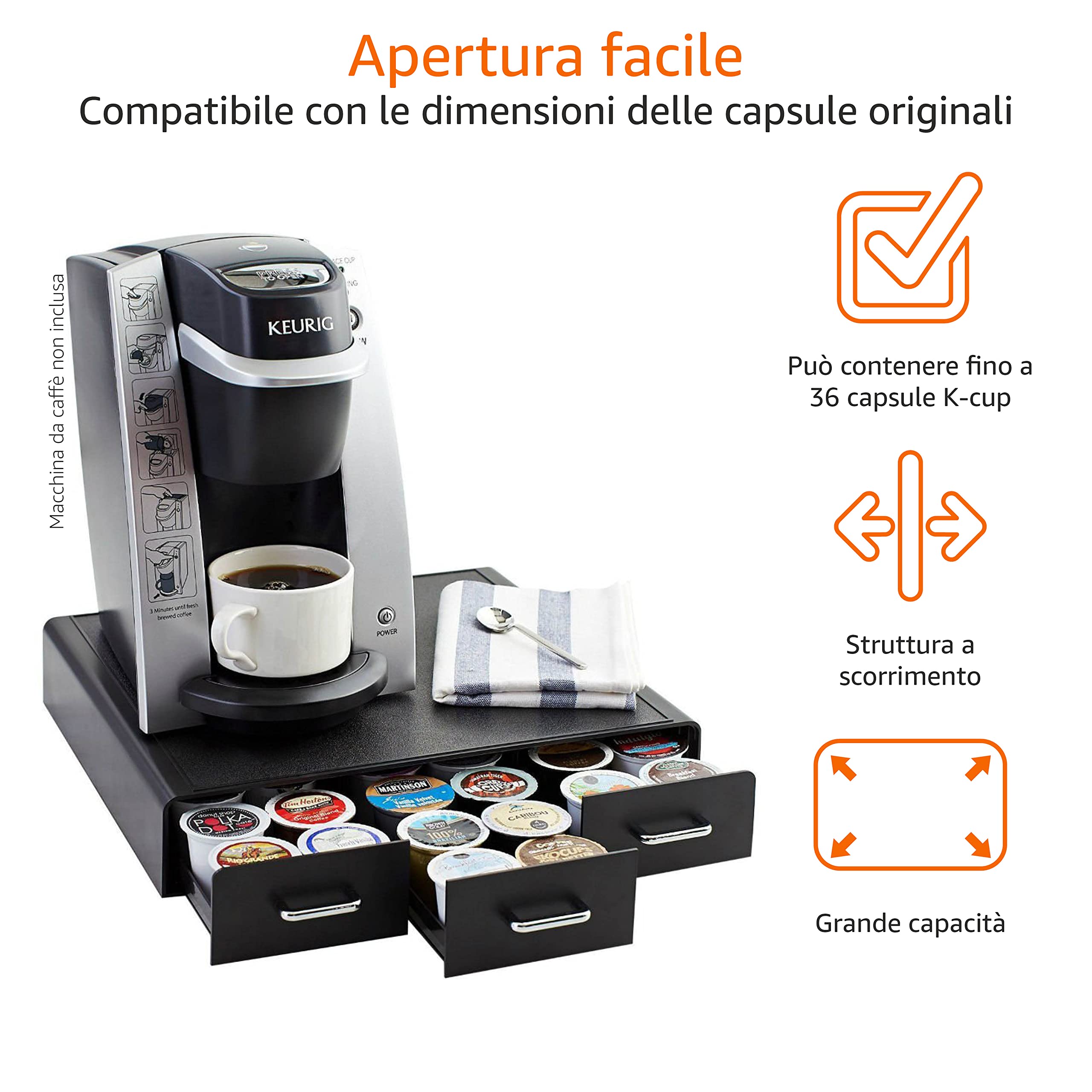 AmazonBasics cassetto capsule K-Cup 36 posti nero