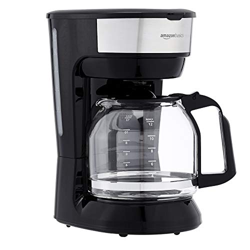 Amazon Basics Caffettiera 12 Tazze Acciaio Nero Filtro